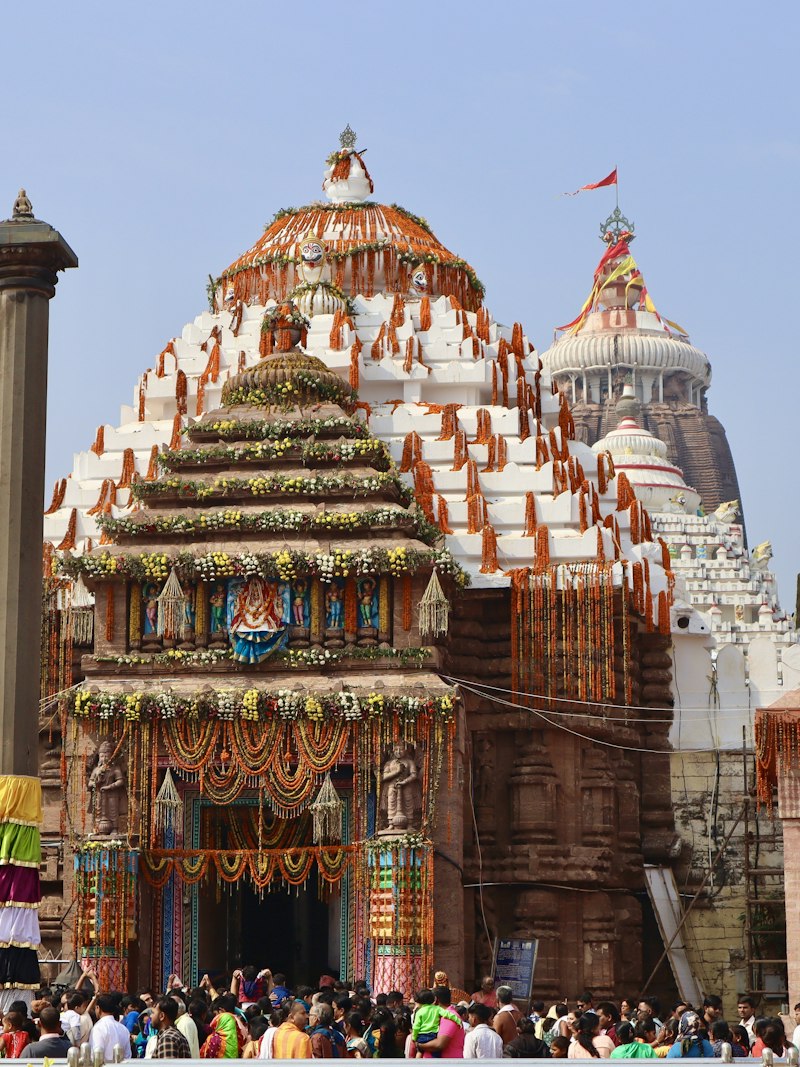 Shree Jagannath Temple in Puri decorated with flowers